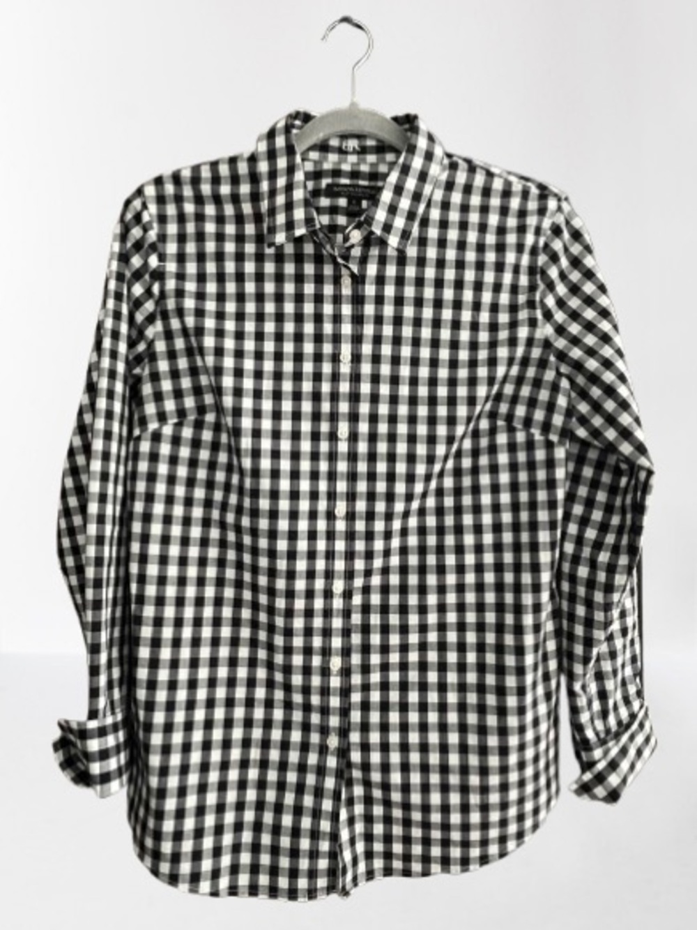 Banana Republic Riley Tailored Fit Black and White Gingham Button-Up Shirt